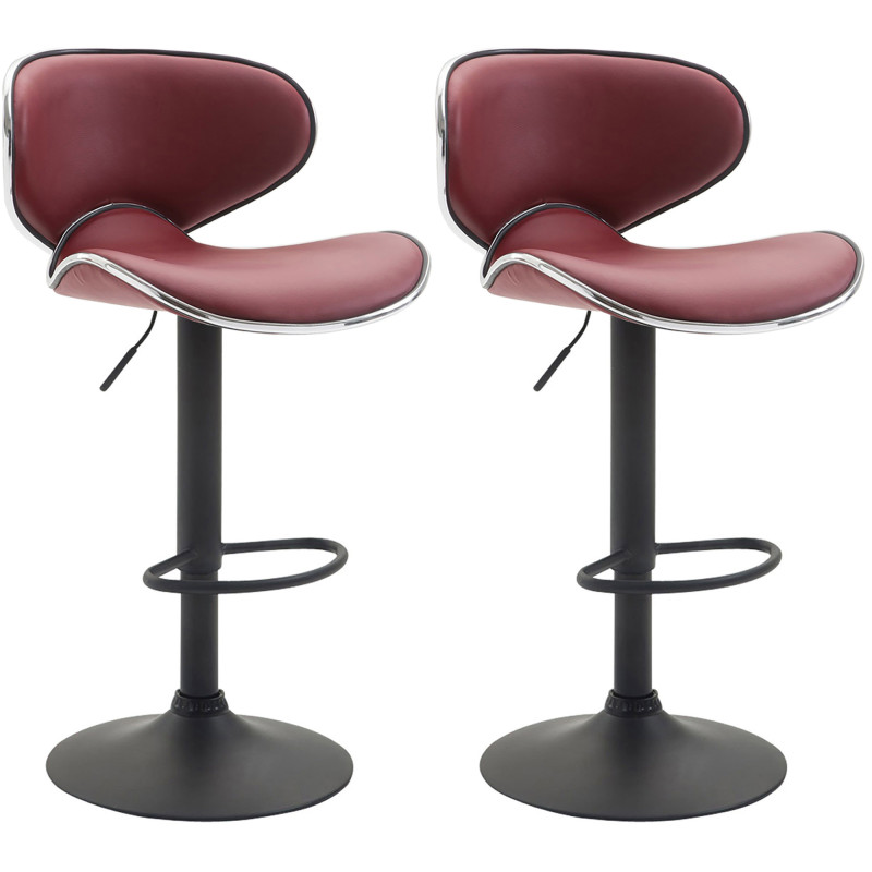 Lot de 2 tabourets de bar Las Vegas V2 simili cuir rouge bordeaux