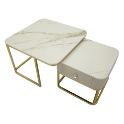 Tables basses Beautry – Duo raffiné 70x70x48 - 50x50x43,5 cm