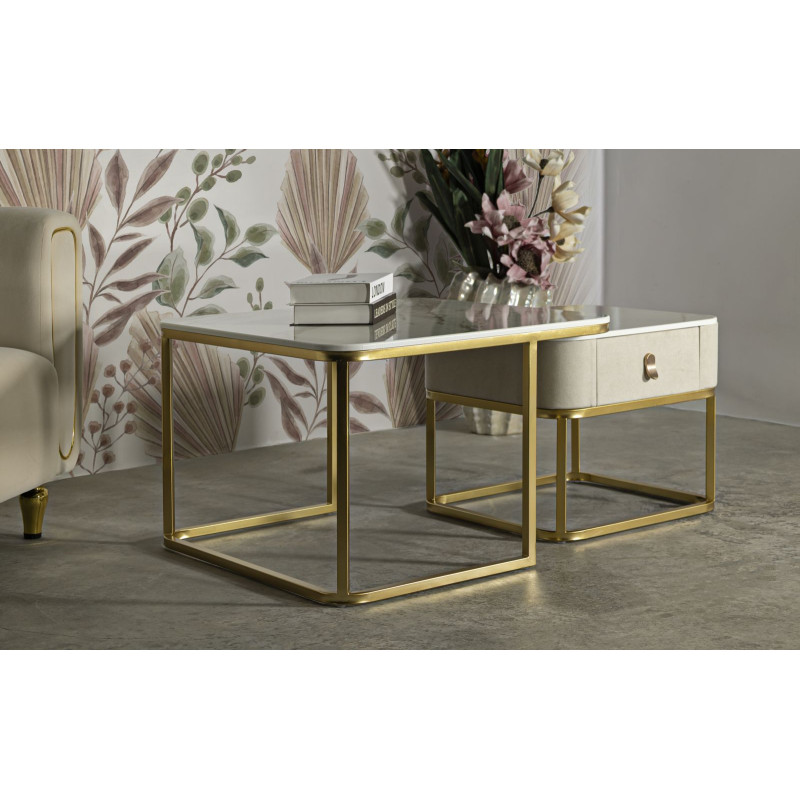 Tables basses Beautry – Duo raffiné 70x70x48 - 50x50x43,5 cm