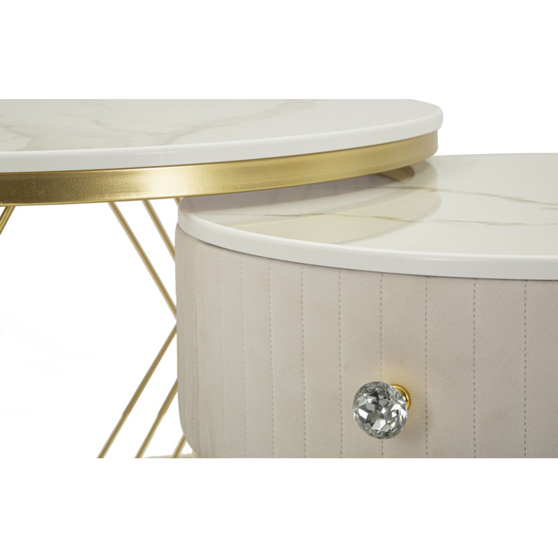 Tables basses Votix – Design symétrique Ø70x48 - 50x43,5 cm