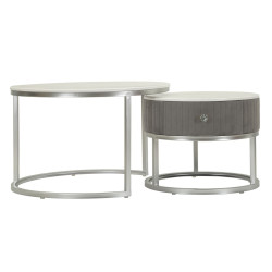 Tables basses Grises – Chic intemporel Ø70x45 - 50x40 cm