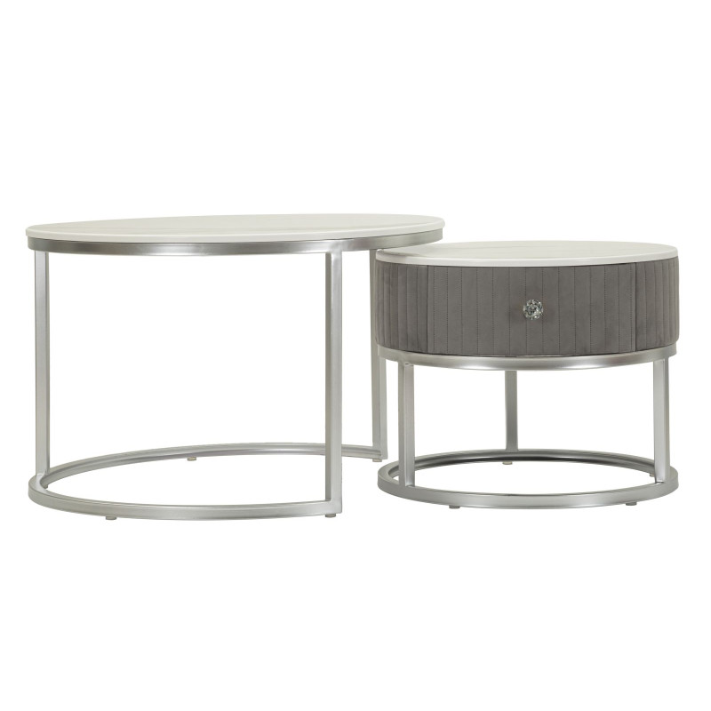 Tables basses Grises – Chic intemporel Ø70x45 - 50x40 cm