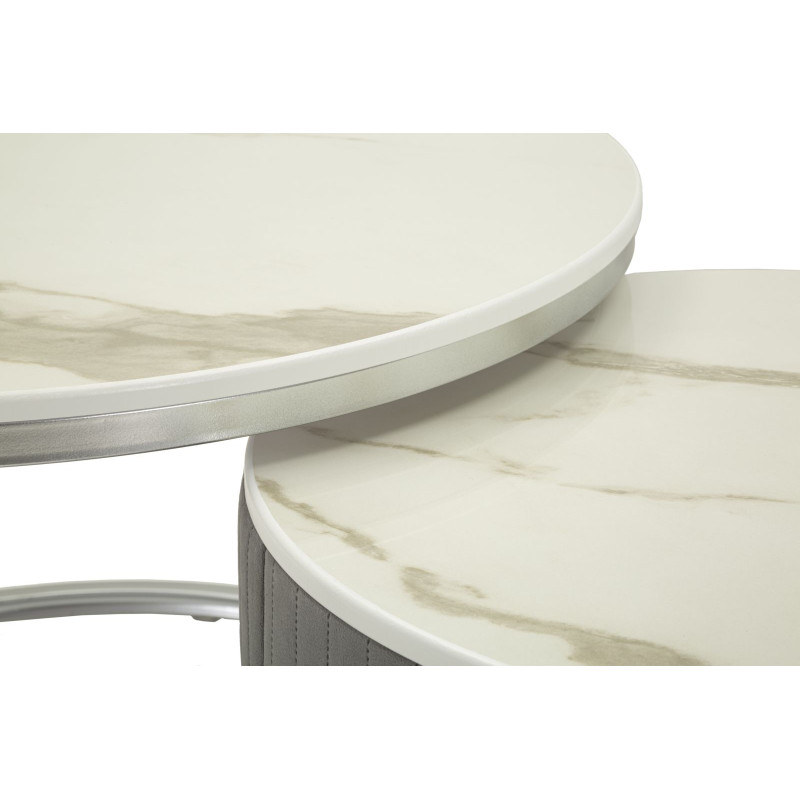 Tables basses Grises – Chic intemporel Ø70x45 - 50x40 cm