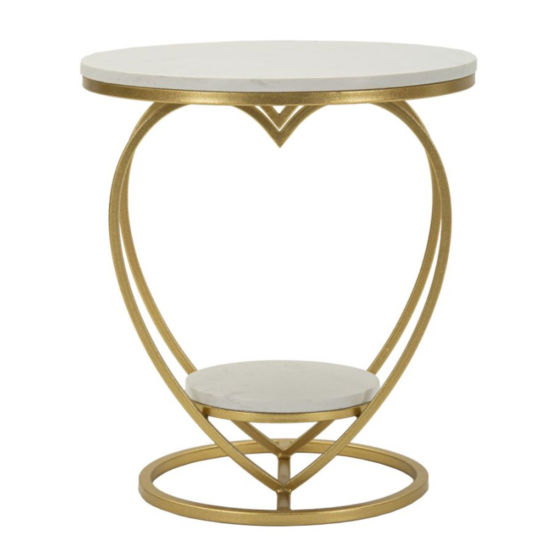 Table Cœur Or – Éclat romantique Ø40x45,5 cm