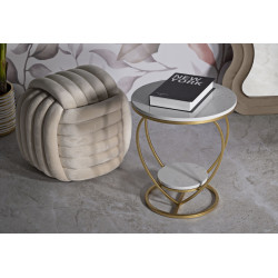 Table Cœur Or – Éclat romantique Ø40x45,5 cm