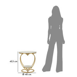 Table Cœur Or – Éclat romantique Ø40x45,5 cm