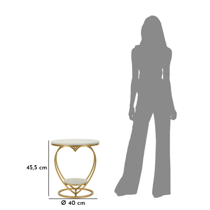 Table Cœur Or – Éclat romantique Ø40x45,5 cm