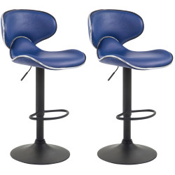 Lot de 2 tabourets de bar Las Vegas V2 simili cuir bleu