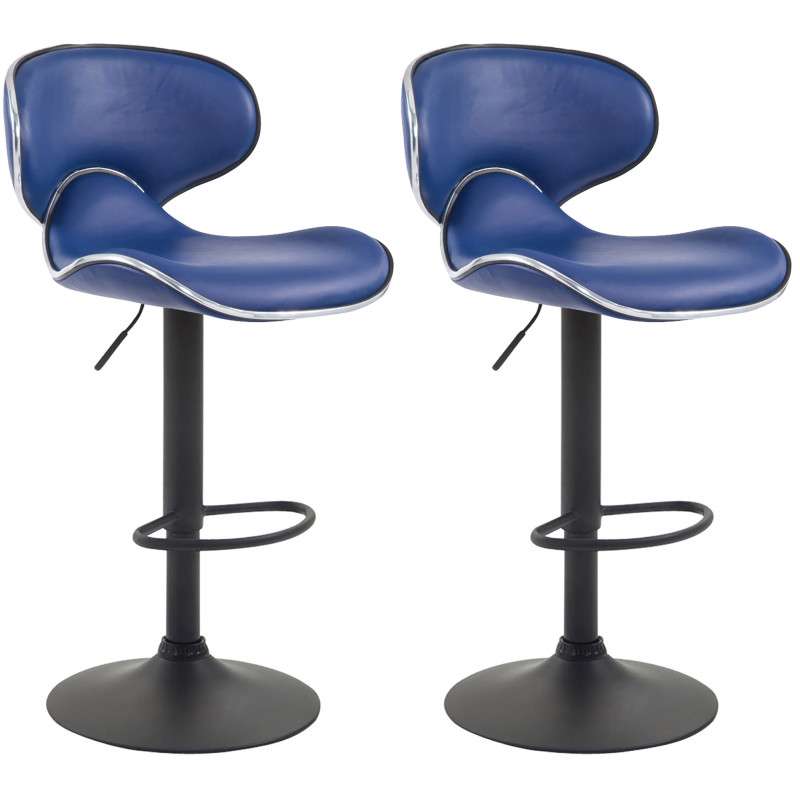 Lot de 2 tabourets de bar Las Vegas V2 simili cuir bleu