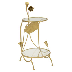 Table 2 étagères Fleurs – Raffinement fleuri Ø40x78 cm