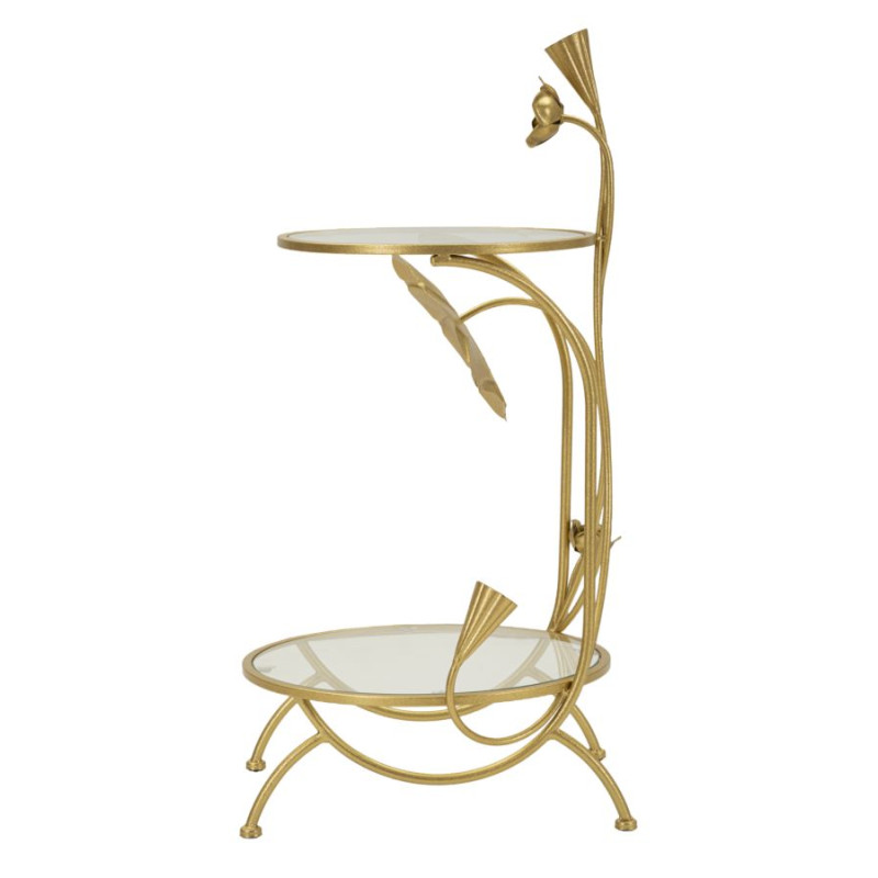 Table 2 étagères Fleurs – Raffinement fleuri Ø40x78 cm