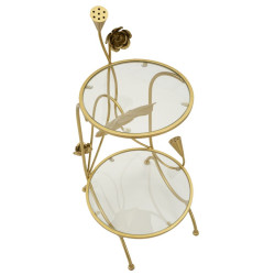 Table 2 étagères Fleurs – Raffinement fleuri Ø40x78 cm