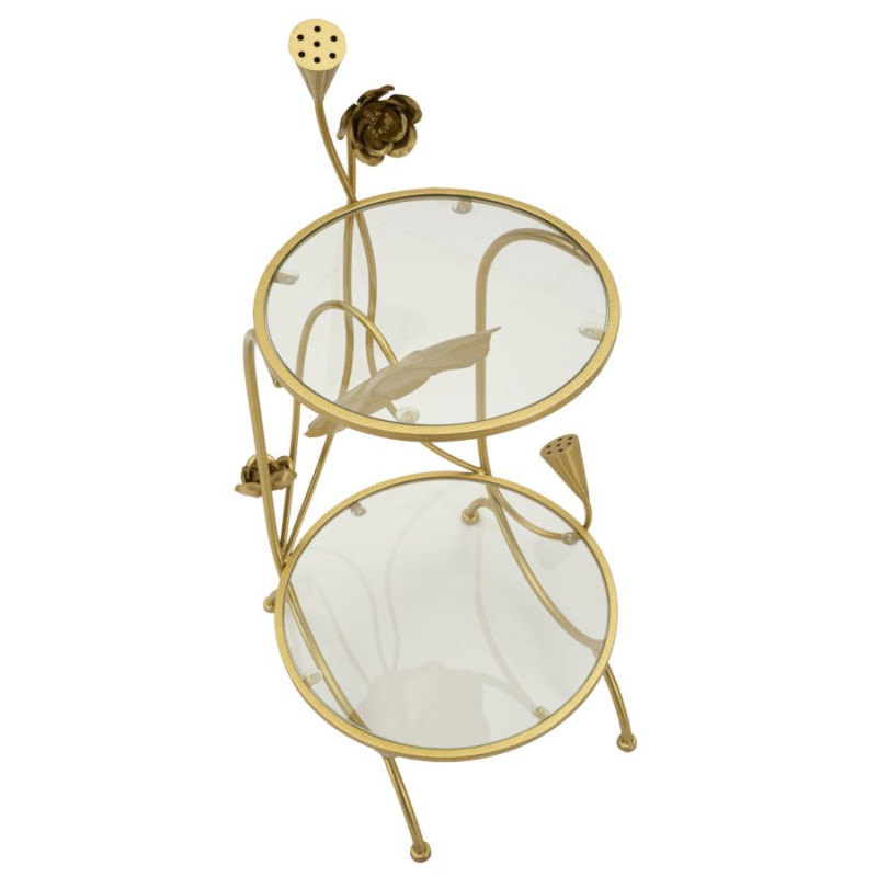 Table 2 étagères Fleurs – Raffinement fleuri Ø40x78 cm