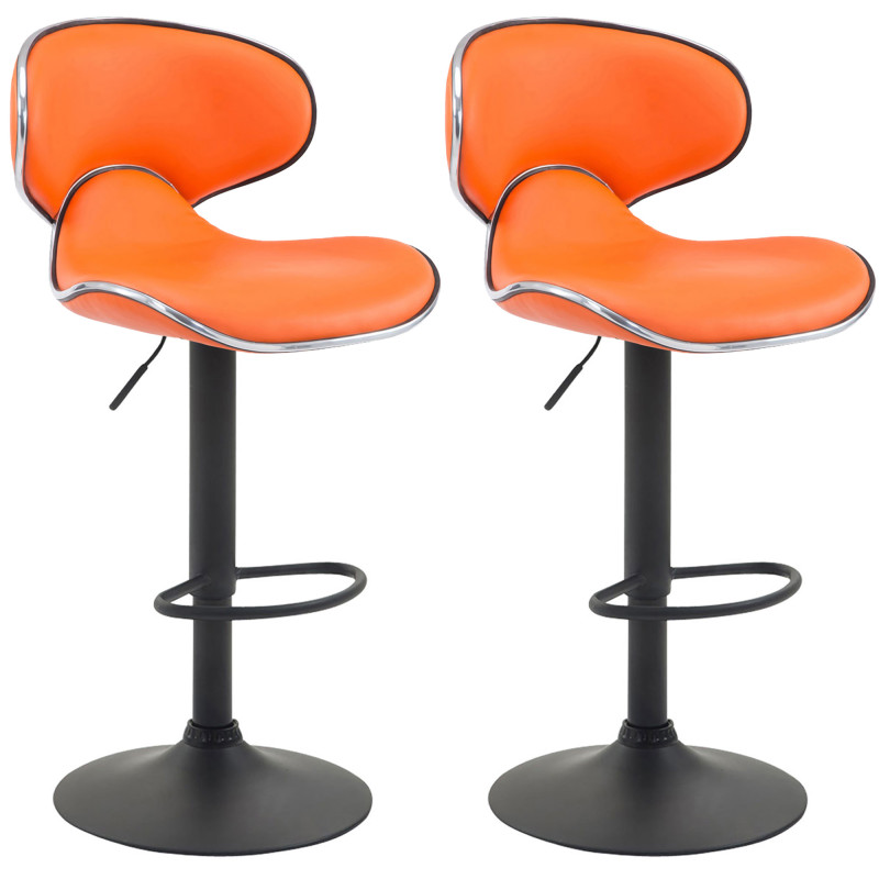 Lot de 2 tabourets de bar Las Vegas V2 simili cuir orange
