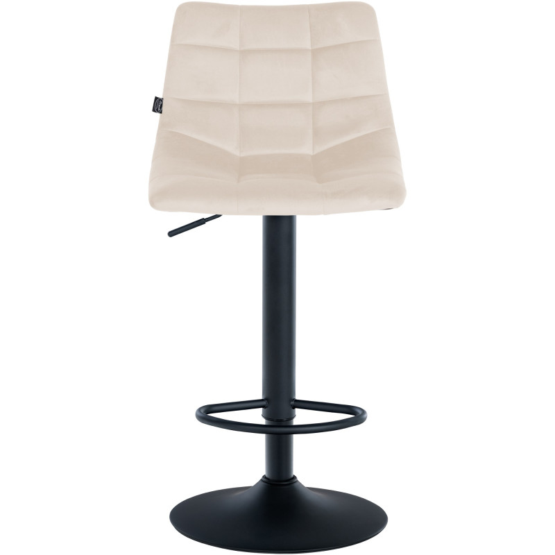 Tabouret de bar Jerry velours noir crème