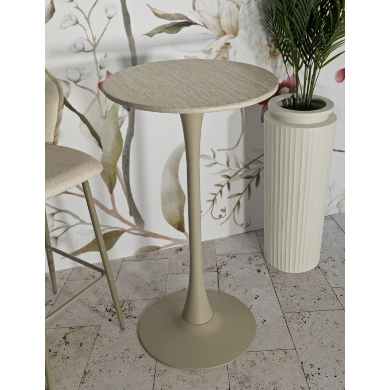 Table de bar Alaska Crème – Modernité douce Ø60x106 cm