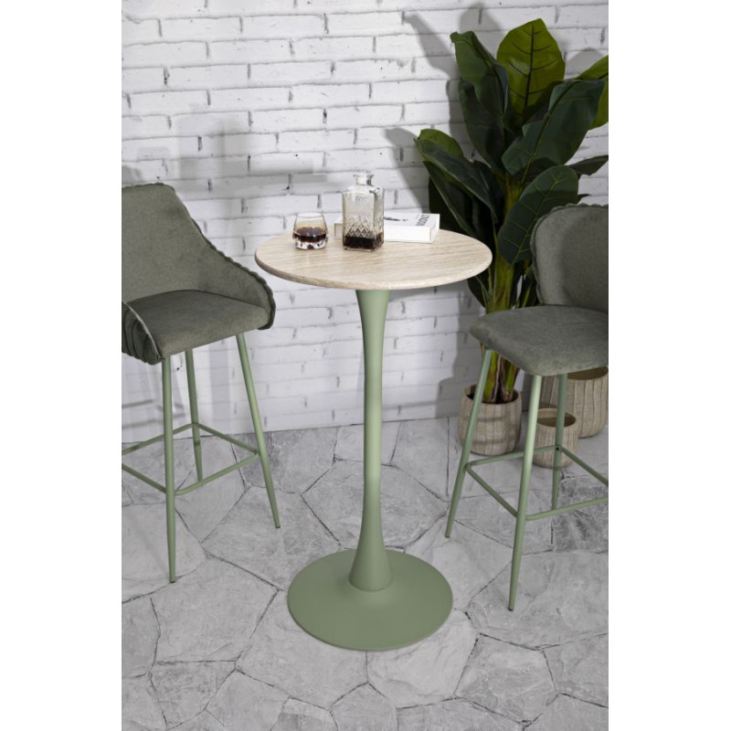 Table de bar Alaska Vert – Éclat végétal Ø60x106 cm