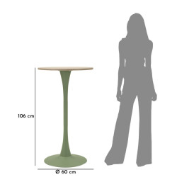 Table de bar Alaska Vert – Éclat végétal Ø60x106 cm