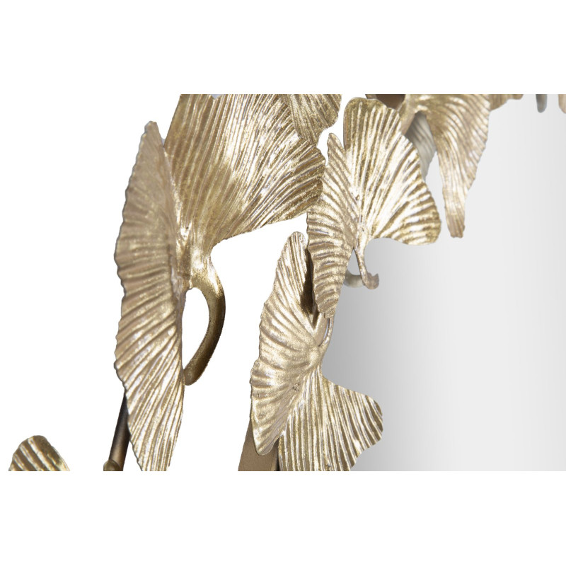 Miroir mural feuille ronde Ø87x2,5 cm – Élégance naturelle et reflets dorés pour une décoration raffinée