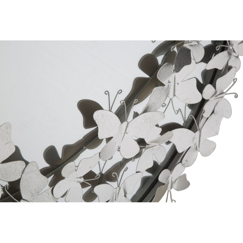 Miroir mural rond Papillon argenté Ø91x3x94 cm – Un éclat glamour et aérien pour sublimer vos murs