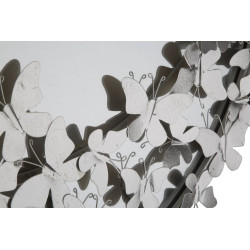 Miroir mural rond Papillon argenté Ø91x3x94 cm – Un éclat glamour et aérien pour sublimer vos murs