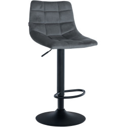 Sgabello da bar Jerry in velluto nero e grigio scuro