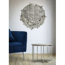 Miroir mural rond Papillon argenté Ø91x3x94 cm – Un éclat glamour et aérien pour sublimer vos murs