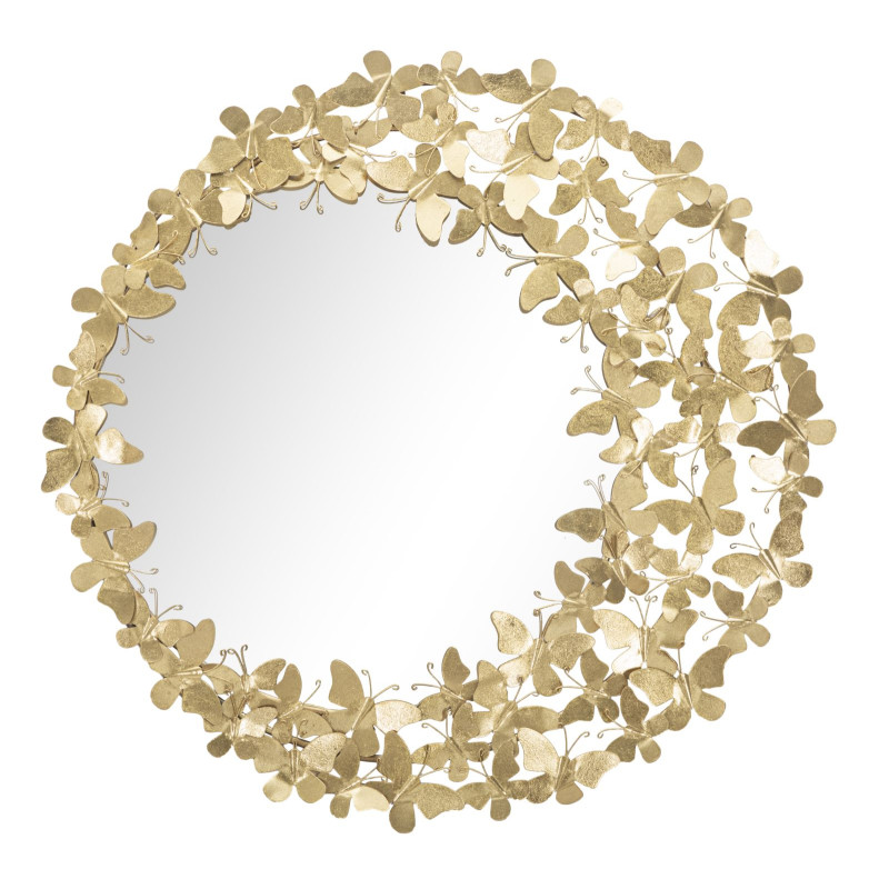 Miroir mural Glamour Papillon Ø81,5x3,5 cm (miroir Ø55 cm) – Touche romantique et brillance délicate