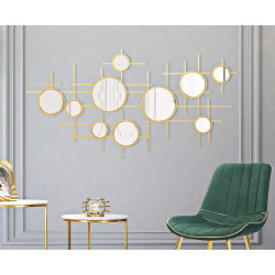Miroir mural Gloxy 117x4,5x61 cm (miroirs Ø18–13–8 cm) – Design artistique et reflets contemporains