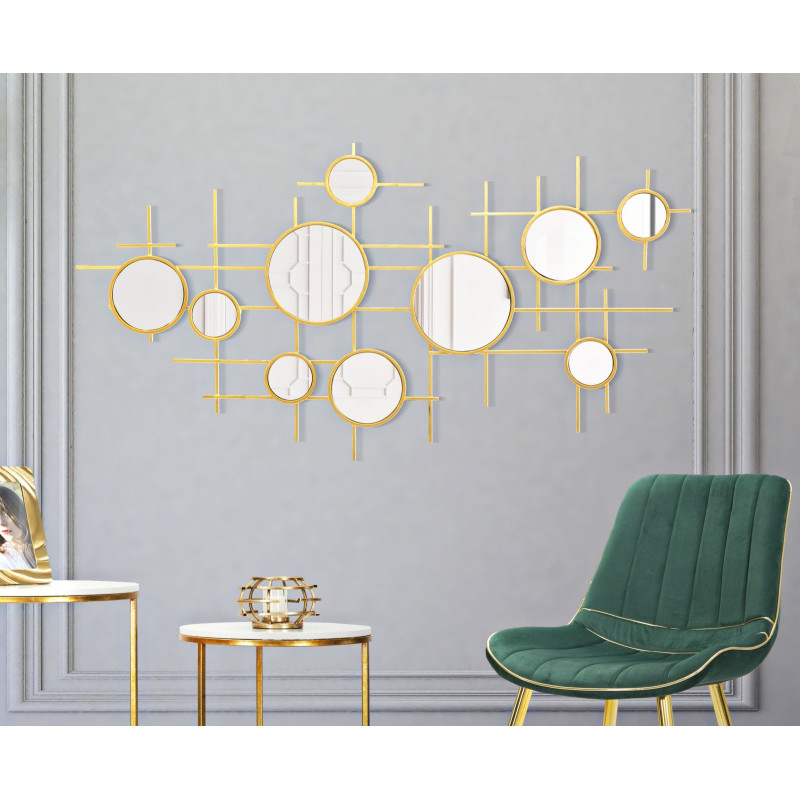 Miroir mural Gloxy 117x4,5x61 cm (miroirs Ø18–13–8 cm) – Design artistique et reflets contemporains