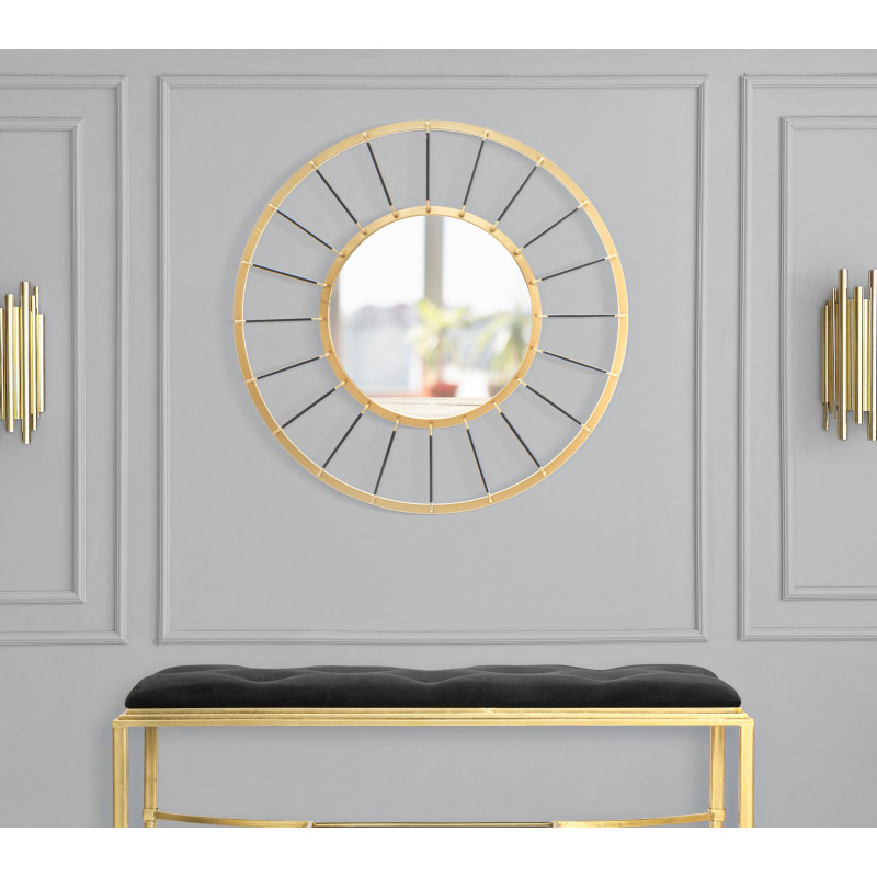 Miroir mural Glam Dark Ø81x6,5 cm (miroir Ø41,5 cm) – Modernité sombre et élégance absolue