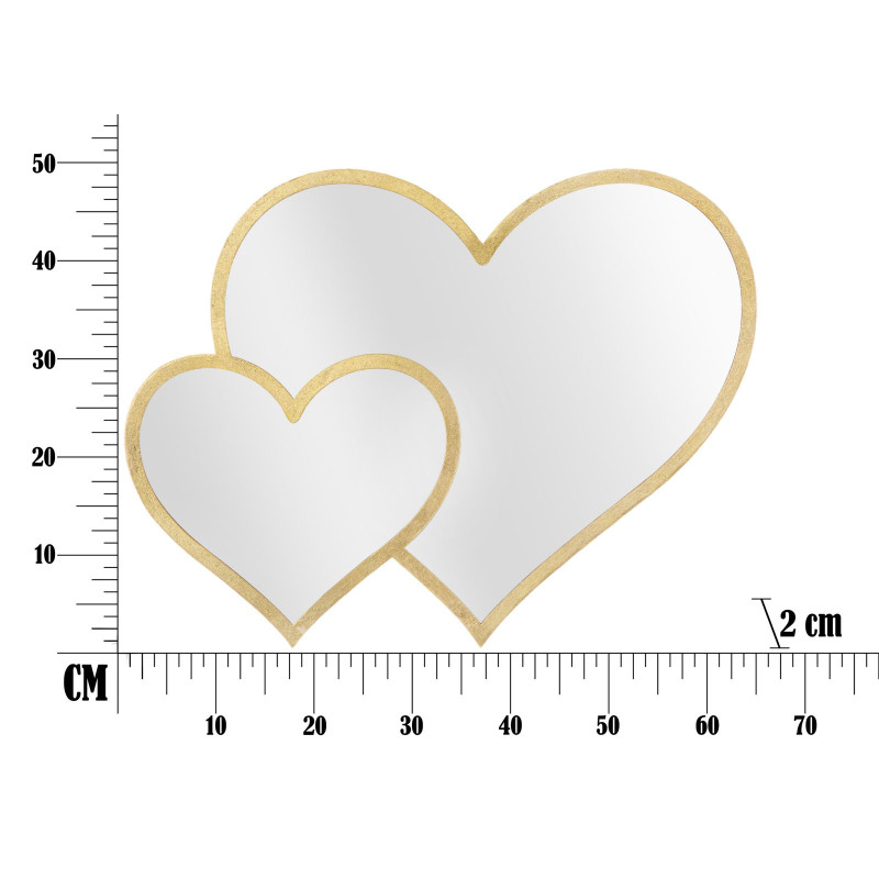 Miroir mural Glamour Double Cœur 65x2x50 cm – Amour et lumière dans un design raffiné