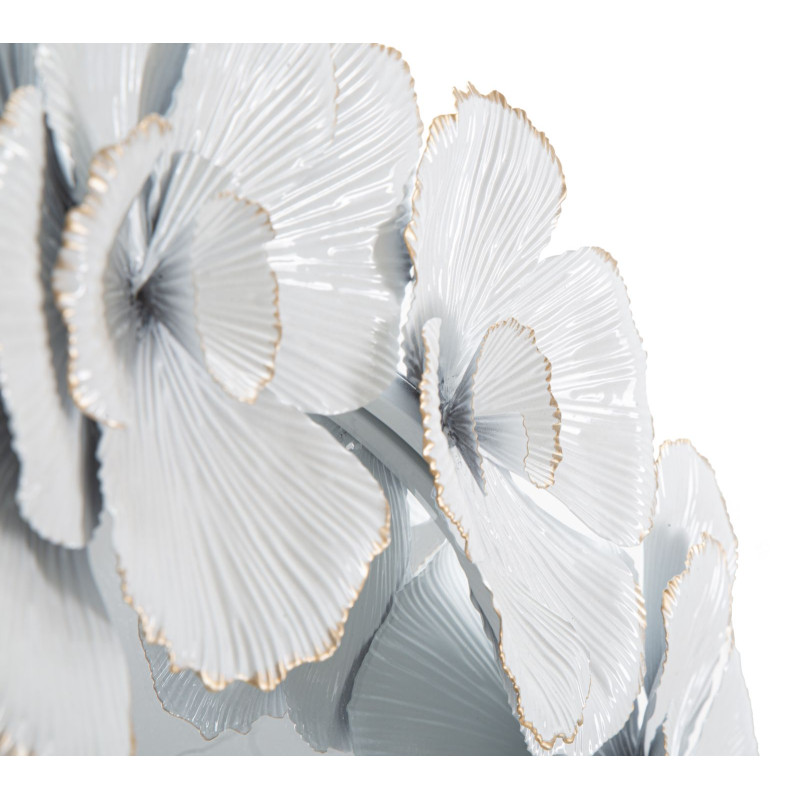 Miroir mural à fleurs blanches 82x2,6x85,5 cm – Romantisme floral et pureté lumineuse