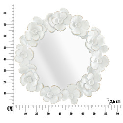 Miroir mural à fleurs blanches 82x2,6x85,5 cm – Romantisme floral et pureté lumineuse