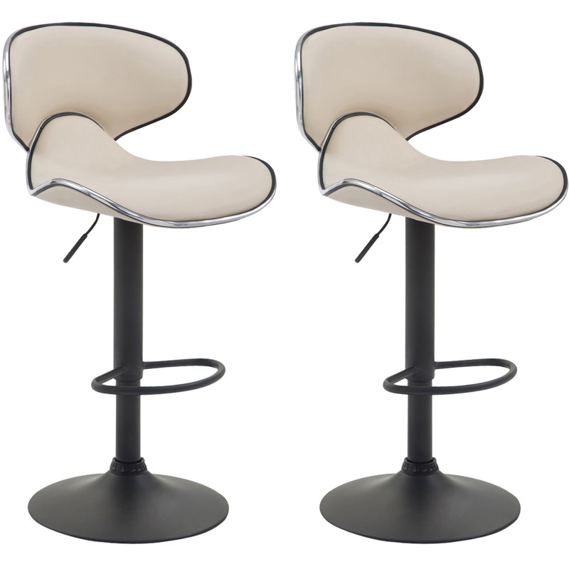 Lot de 2 tabourets de bar Las Vegas V2 simili cuir crème