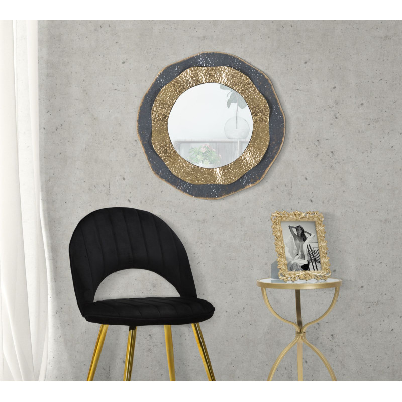 Miroir mural Shai foncé Ø65,5x5 cm – Reflets profonds et caractère moderne