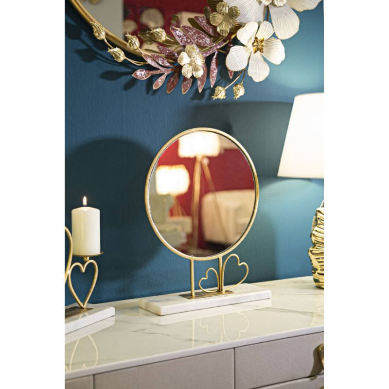 Miroir de table en forme de cœur 30x9x39,5 cm – Élégance compacte et charme féminin