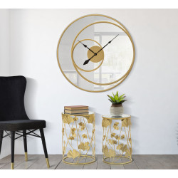 Miroir mural avec horloge Ø90x5,5 cm – Fusion du design et du temps dans un esprit contemporain