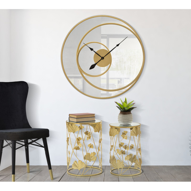 Miroir mural avec horloge Ø90x5,5 cm – Fusion du design et du temps dans un esprit contemporain