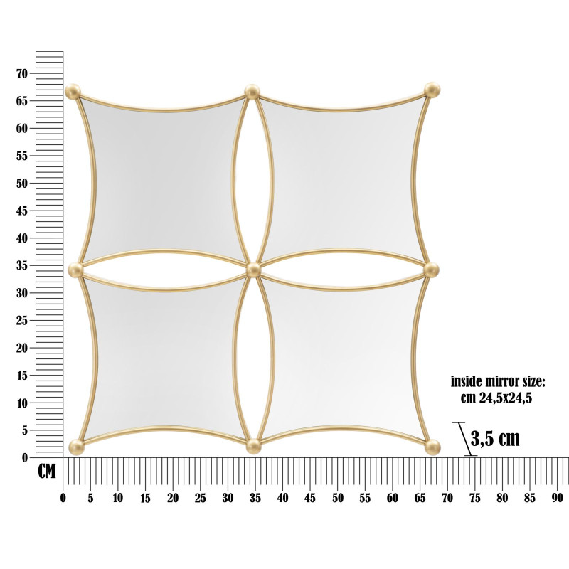 Miroir mural Jalo 68x3,5x68 cm – Modernité géométrique et éclat raffiné