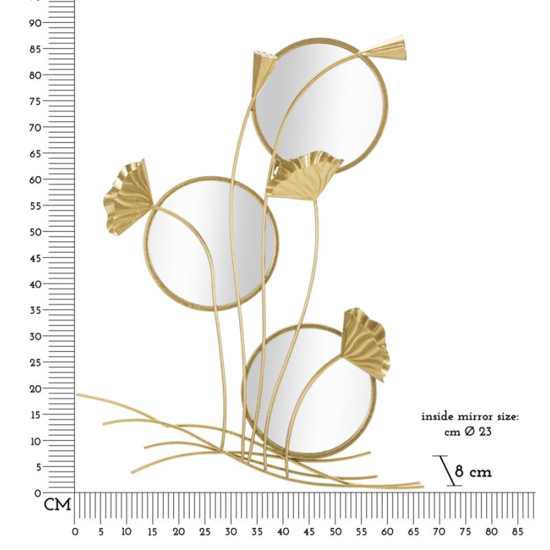 Miroir mural Triple Flow 65x8x88 cm – Courbes dynamiques et style artistique