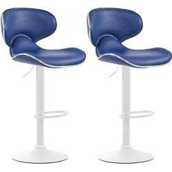 Lot de 2 tabourets de bar Las Vegas V2 simili cuir bleu