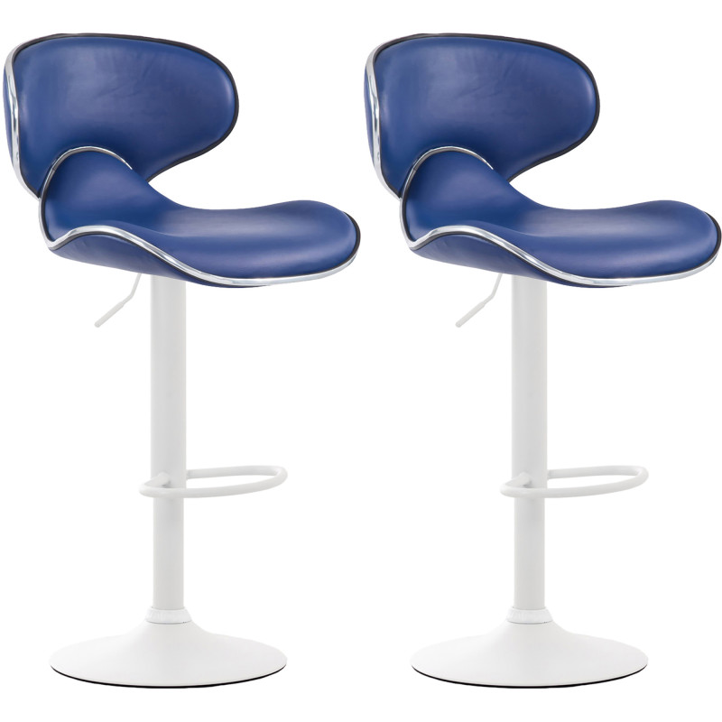Lot de 2 tabourets de bar Las Vegas V2 simili cuir bleu