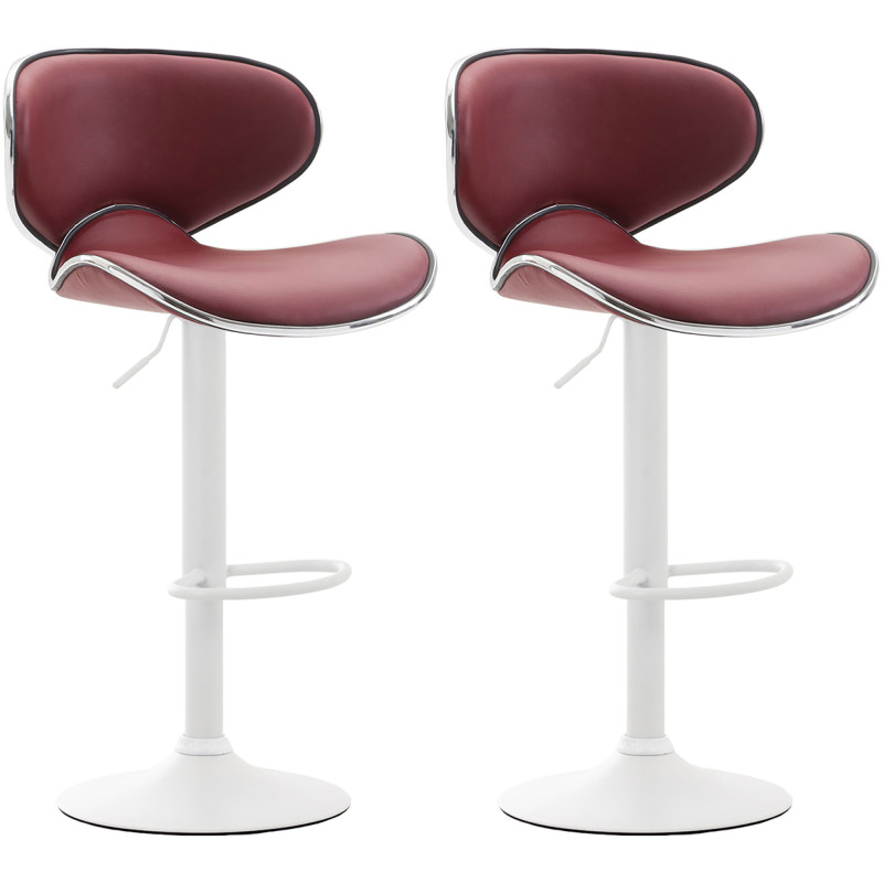 Lot de 2 tabourets de bar Las Vegas V2 simili cuir rouge bordeaux