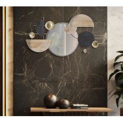 Miroir mural Abstrait 90,2x5,1x50,2 cm – Œuvre murale aux formes géométriques et éclat artistique
