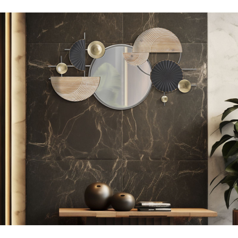 Miroir mural Abstrait 90,2x5,1x50,2 cm – Œuvre murale aux formes géométriques et éclat artistique