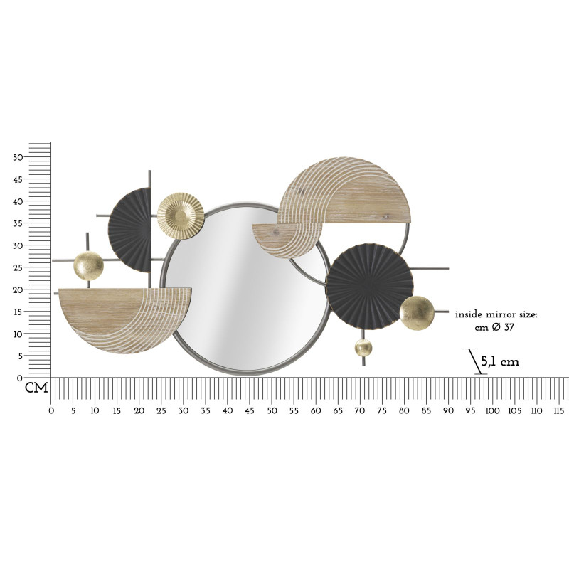Miroir mural Abstrait 90,2x5,1x50,2 cm – Œuvre murale aux formes géométriques et éclat artistique