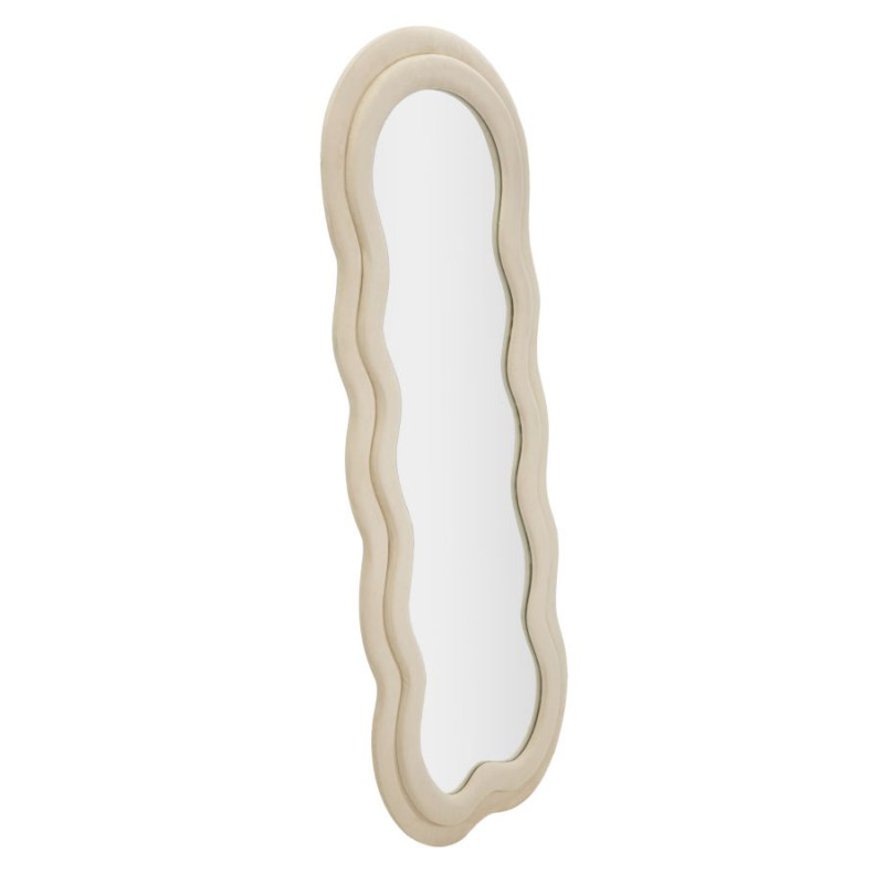 Miroir mural Miki crème velours 60x4x160 cm – Raffinement velouté et douceur élégante