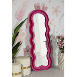 Miroir mural Miki velours fuchsia 60x4x160 cm (miroir 39x135 cm) – Couleur vibrante et style audacieux