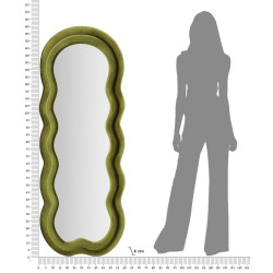 Miroir mural Miki velours vert 60x4x160 cm – Élégance naturelle et texture luxueuse